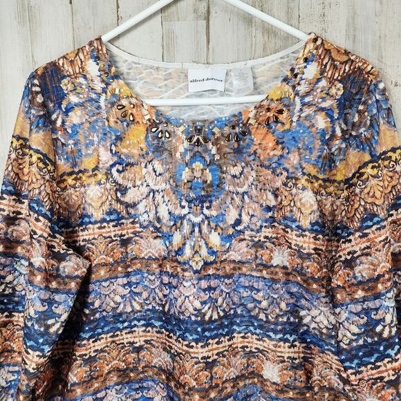 Alfred Dunner Studded Long Sleeve Blouse Multicolored Size Large - Picture 4 of 10